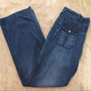 Free People Mid-Rise Jeans with Patch Pockets.